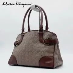 【極美品】 Ferragamo レザー×PVC トートバッグ ガンチーニ 茶