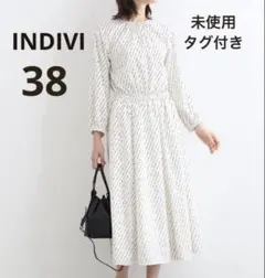 新品タグ付き◆インディヴィ フィット＆フレアワンピース ロング　美シルエット　Mのサムネイル