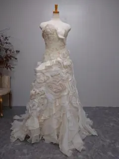 美品☆タダシTadashiShoji☆ピンク花刺繍レースドレス白☆ウェディング 美品☆タダシTadashiShoji☆ピンク花刺繍レースドレス白☆ウェディング
