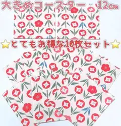 とってもお得な10枚セット♩ 和柄　大きめコースター　12㎝　⭐️お洗濯できます