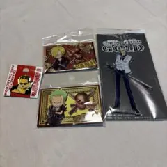 ワンピース 缶バッジ アクリルキーホルダー ゾロ　サンジ4点セット