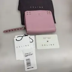 CELINE セリーヌ サークルロゴ 二つ折り財布 レザー ブルー イタリア製 
