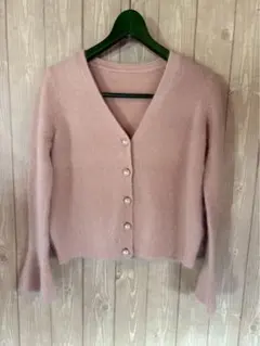 カーディガン　パールボタン　M ピンク