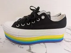 コンバース オールスター 厚底 レインボー 23cm プラットフォーム 希少 