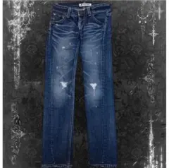 BACK NUMBER ダメージ加工 ストレート ジーンズ デニム