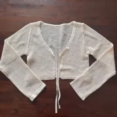 メッシュ編み クロップドカーディガンheather メッシュカーディガン　長袖