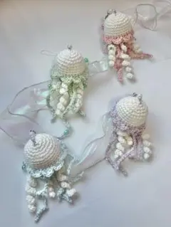 【みどり1点】くらげキーホルダー 海月 編み物 ハンドメイド