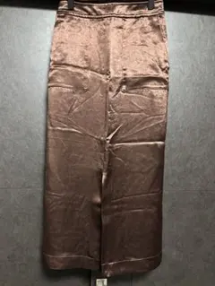 【PLST】ブラウン サテン タイトスカート ポケット付き