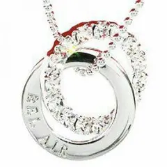 ネックレス シルバー  ダブルリング ネックレス ラインストーン ペンダント