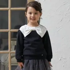 新品　プティマイン　リボン　トレーナー　100cm 黒