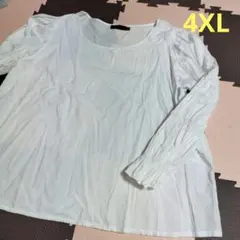 レディース トップス 長袖 ブラウス4XL 5L 白　春夏　薄手