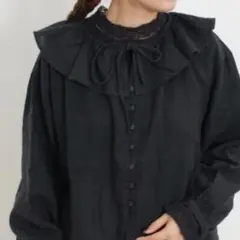 サマンサモスモス スローリネン 柄アソートフリルブラウス