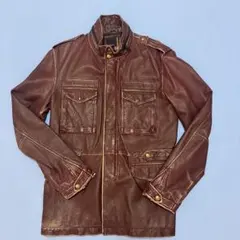 【希少】AVIREX ラムレザー ダメージ加工ジャケットボルドー L