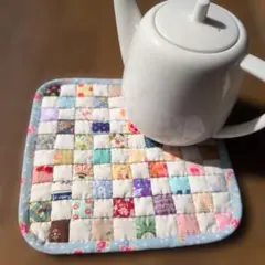 パッチワーク　ミニマット（ブルー）