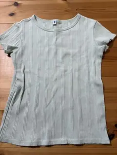 キッズUNIQLO リブ編み Tシャツ 140サイズ ライトグリーン