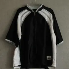 【古着】00's adidas半袖トラックジャケットL黒白