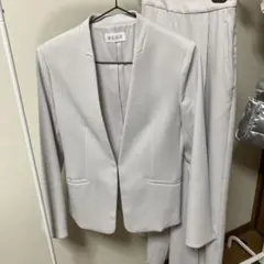 PLST ライトグレー ノーカラージャケット　ワイドパンツ