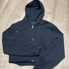 ZARA ブラック　フルジップ フード付きパーカー