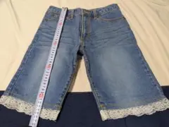 デニム ハーフパンツ レース付き