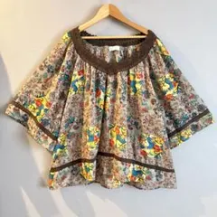CLEAR WEATHER 花柄五分袖ブラウス トップス Mサイズ レディース