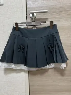 グレー プリーツスカート リボン付き　shein ミニスカート
