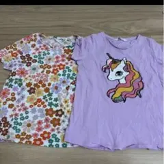 H&M ユニコーン＆花柄 Tシャツ 2枚セット