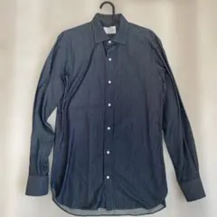 ユナイテッドアローズ　ダークブルー ネイビー デニム風 長袖シャツ