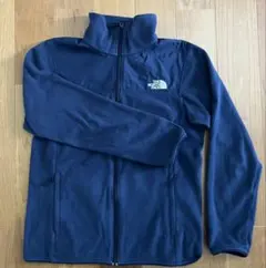 ザノースフェイス フリースジャケット ジップアップ ロゴ 刺繍 S紺