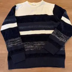 ikka クルーネックニット ボーダー柄 XL