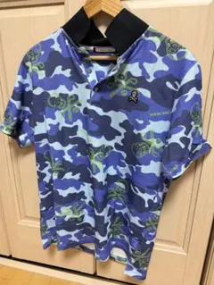 アベイシングエイプ 半袖ポロシャツ 迷彩 カモフラ 刺繍ロゴ XLサイズ A BATHING APE - アベイシングエイプ シャークパーカー カモ迷彩 L