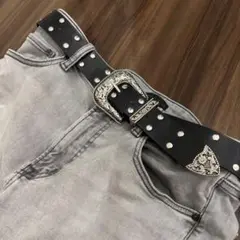 ウエスタンベルト y2k 古着 グランジ 黒 パンク アメカジ 韓国 スタッズ