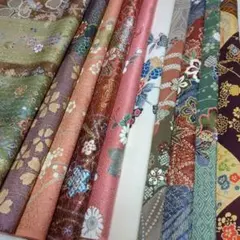 21　着物ハギレ　36×50㎝　10枚　金彩　型染　季節小物　パッチワーク