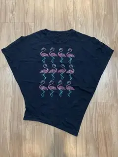 アールロンドン フラミンゴTシャツ 半袖 黒　エアロ　ヨガ　ジム