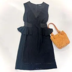 美品◆PS ポールスミス レース ペプラム Vネック ワンピース◇ブラック 40のサムネイル