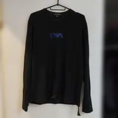 EMPORIO ARMANI 長袖カットソー ブラック ロゴ　Мサイズ
