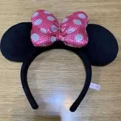 ディズニー ミニーマウス カチューシャ スパンコール　ピンクリボン