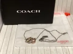 美品コーチCOACH 3連リングモチーフ ネックレス本物