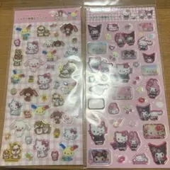 サンリオ　キティ　マイメロ　ラメ入り樹脂もりシール ２枚セット　平成