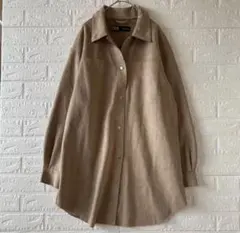 ZARA ザラ スウェード調 長袖 オーバーシャツ ビック ロング 大きめ