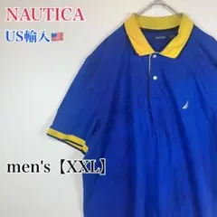 ●T646【US輸入】ノーティカ 半袖 ポロシャツ ブルー系 メンズ【XXL】