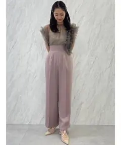 フリルチュールベスト付きピンクパンツドレス - メルカリ