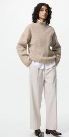 UNIQLO タックワイドパンツ　XXL ナチュラル　ベージュ　ワイドスラックス