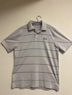 アンダーアーマー　グレー ストライプ ポロシャツ M