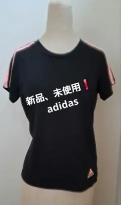 新品、未使用❗adidas 半袖 Tシャツ ブラック ピンク 3ストライプ Mのサムネイル