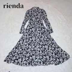 リエンダ S レイヤード ワンピース ブラック rienda Aライン 総柄