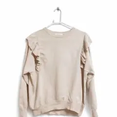 GLOBAL WORK フリル付きスウェット Mサイズ ベージュ