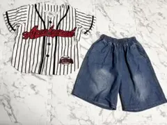 ベースボールシャツ★キッズ ダンス衣装 セット アップ★