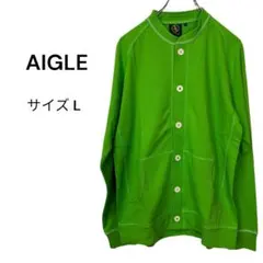 AIGLE エーグル（L）長袖カーディガン ライトグリーン 黄緑 アウター 綿のサムネイル