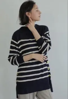 earth music & ecology 　ボーダーニット　未使用　ネイビー