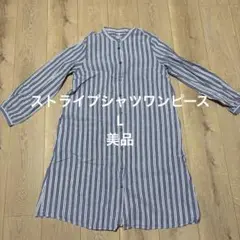 ストライプ シャツワンピース Lサイズ